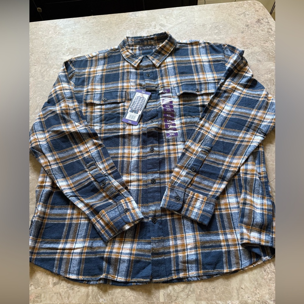 Lucky Brand Blue and Brown Casual Button Down Shirt